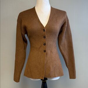 H&M Brown Ribbed Cardigan NWT Size S Button Front